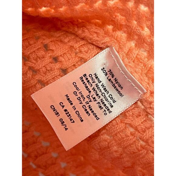 Talbots knitted crochet Sweater Stitch Sweater Space lambswool Orange 1X A000135 - Picture 6 of 8